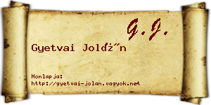 Gyetvai Jolán névjegykártya